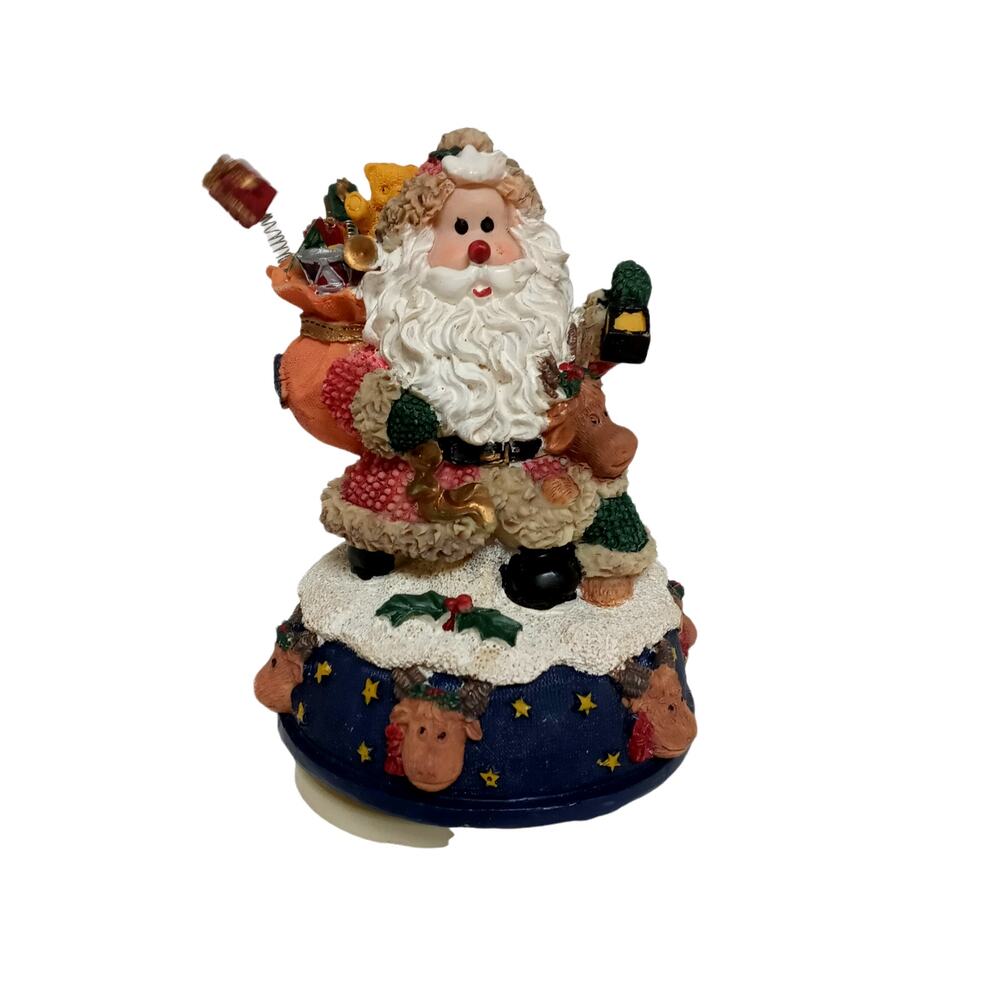 Vintage Christmas Music Box Santa Claus Retro Whimsical Holiday Decor